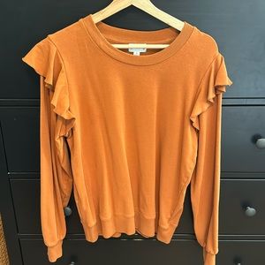 The Drop Amazon Women's Ruffle-Shoulder Supersoft Stretch Sweatshirt, Size M